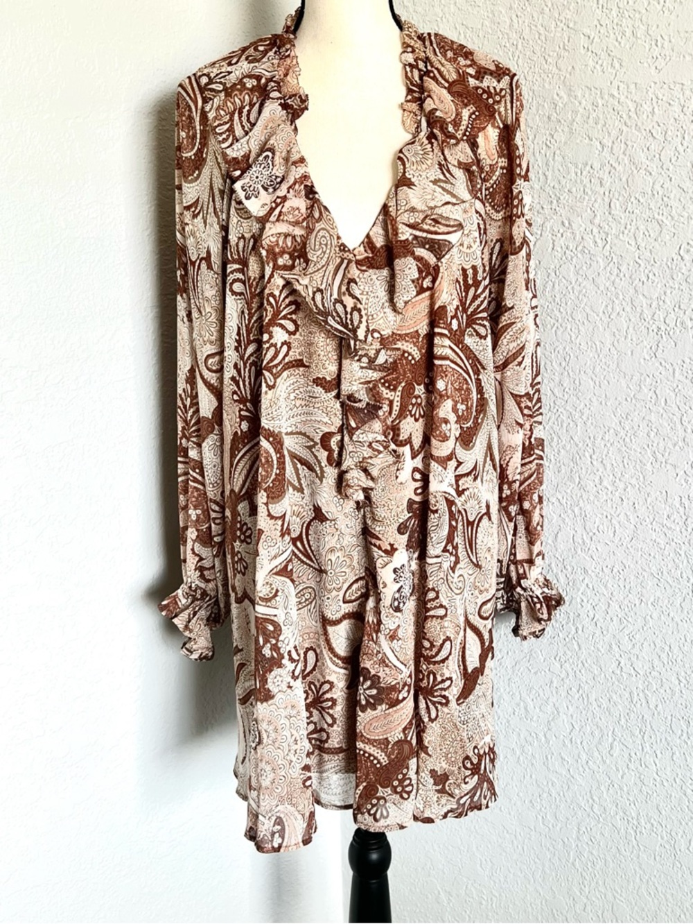 House Of Harlow 1960 Paisley Ruffle Dress